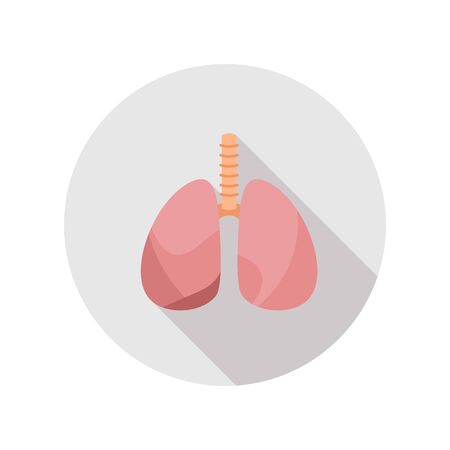 Healthy Lungs. Icon with long shadows in modern flat design.のイラスト素材