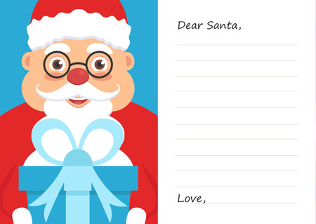 Letter Dear santa claus for Merry Christmas or New year. Postcard or greeting card template.のイラスト素材