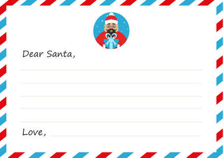 Template envelope New year's or Christmas letter to cute asian Santa Claus. Greeting card. Flat design. Vector illustration.のイラスト素材