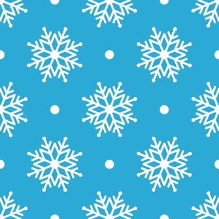 Beautiful seamless background for Merry Christmas or New year. White snow-flakes on a blue background. Flat design. Vector.のイラスト素材