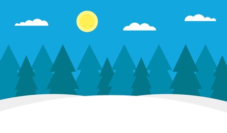 Winter background. Blue skies, Les and drifts. Clear frosty weather. Vector illustration. Modern flat design.のイラスト素材