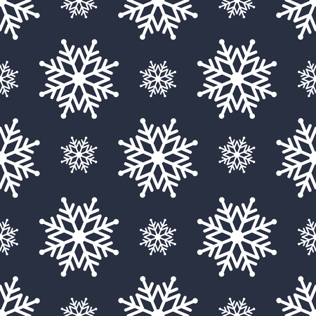 Beautiful seamless background for Merry Christmas or New year. White snow-flakes on a blue background. Vector.のイラスト素材