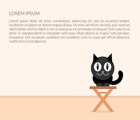 Interior of the room. Cute cat. Flat vector illustration.のイラスト素材