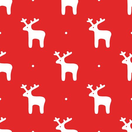 Seamless background with deer. Ready Christmas template. Vector in flat style.のイラスト素材