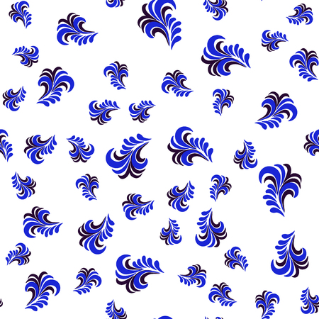 Pattern in Khokhloma style. Vector seamless pattern for wrapping paper or fabric. White backdropのイラスト素材