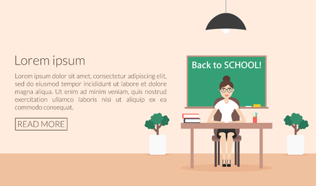 Banner template for web site. Back to School. Flat style.のイラスト素材