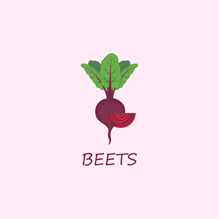Autumn harvest. Vector beets isolated on background. Red beetroot whole, sliced. Natural healthy food.のイラスト素材