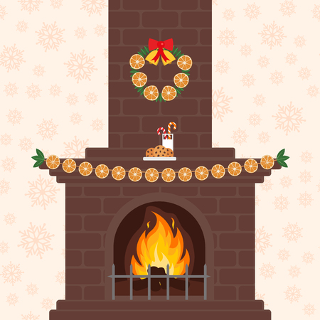 Christmas fireplace icon.のイラスト素材