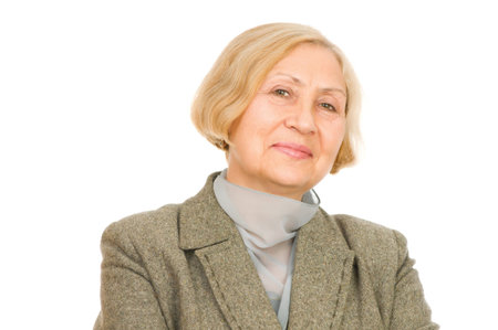 Portrait of a happy senior woman isolated on white background