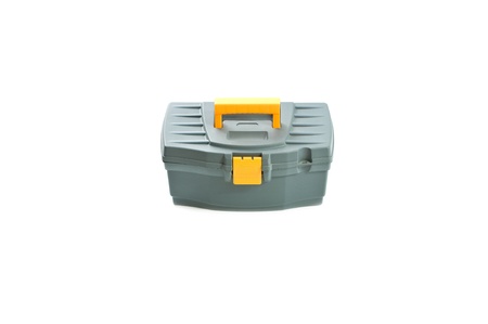 plastic toolbox isolated on white backgroundの写真素材