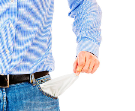 Man pulling out empty pockets