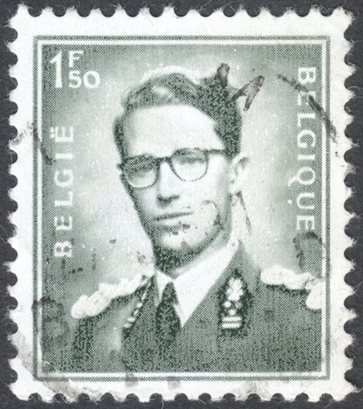 MOSCOW, RUSSIA -  CIRCA JANUARY, 2016: a post stamp printed in BELGIUM shows a portrait of King Baudouin, the series "King Baudouin", circa 1969-1970のeditorial素材