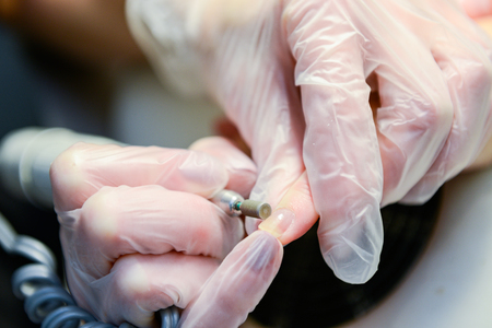 Manicure in processの写真素材