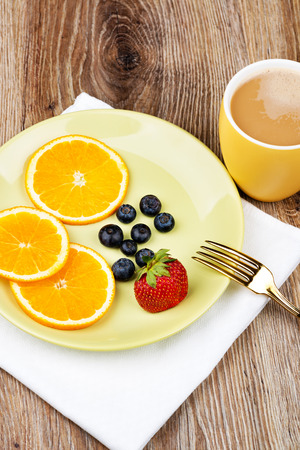Healthy breakfast on woodenの写真素材