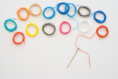 colored threadsの写真素材