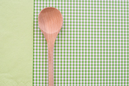 wooden spoon on colored backgroundの写真素材
