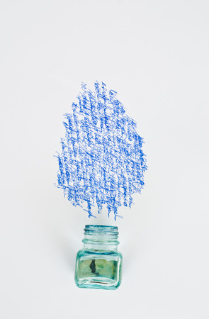 ink pot and calligraphyの写真素材