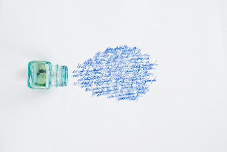 ink pot and calligraphyの写真素材