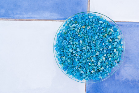 close up of blue bath saltの写真素材