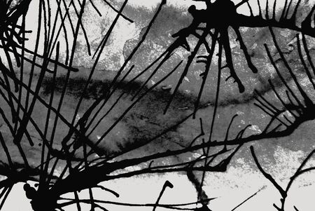 black and white ink illustration - abstract backgroundの写真素材