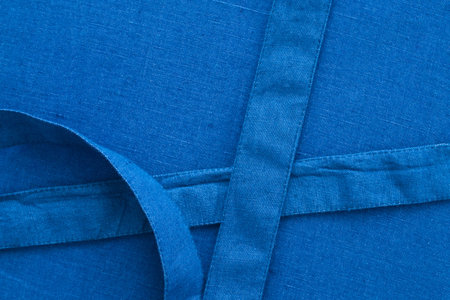 close up of blue linen textileの写真素材