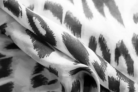 leopard print on silk textile - black and white