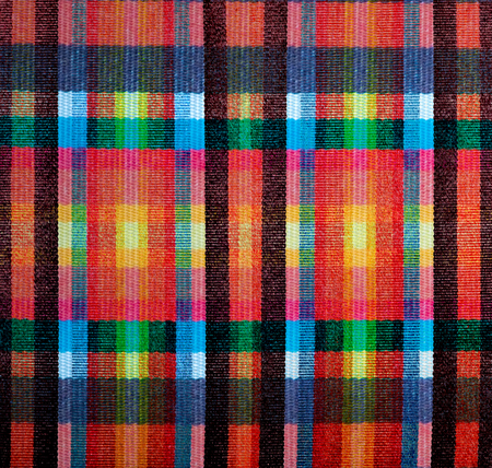 colorful stripes on linen textileの写真素材