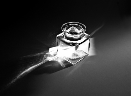 empty ink pot contrasted black and white の写真素材