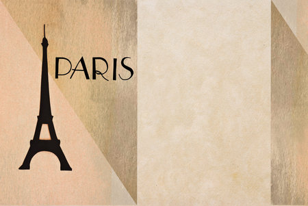 Paris vintage postcard - paper silhouette of Eiffel Tower - text spaceの写真素材
