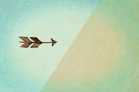 vintage arrow printed on green antique  paper texture