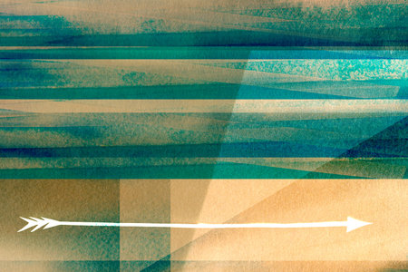 vintage arrow printed on antique  paper textureの写真素材