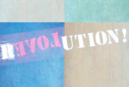 revolution on textured wallの写真素材
