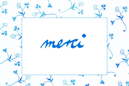 Thank You in french language - merci- letters - little flowersの写真素材