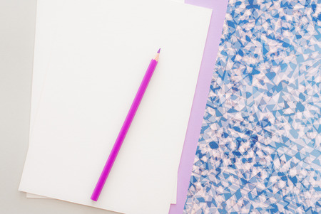 top view - designer desktop - creative paper - text spaceの写真素材