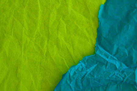 blue and green paper stripes on white backgroundの写真素材