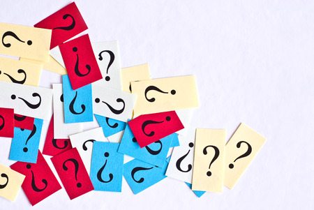 question marks on white backgroundの写真素材