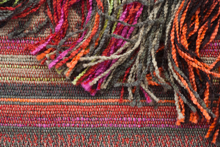 colorful wool background - close up of traditional beautiful textileの写真素材