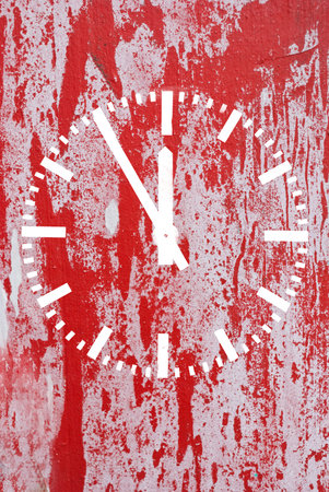 classick clock design on red background