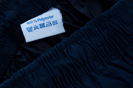 100% Polyester Textile - close up of Label