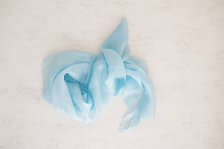 blue silk - close up of a silk scarf - pastel toneの写真素材