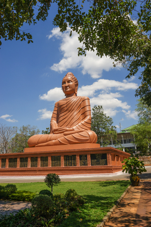 Outdoor Buddha Image in Buddist temple of Thailandの写真素材