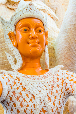 Thai literature goddess made from wax for marching in candle festival in Ubonratchthani, Thailandの写真素材