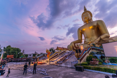 ANGTHONG, THAILAND - NOVEMBER 19, 2016: Angthong local government in hold mourning ceremony for  tha passing of Hisd Majesty King Bhumibol Adulyadej at Watmoung temple in Angthong.のeditorial素材