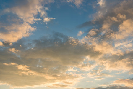 Beautiful blue sky with clouds during sunrise in the morning