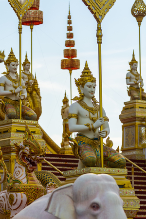 Bangkok, Thailand - December 25, 2017: Gaurgian angel sculpture, to decorate the Royal Crematorium of King Rama IX exhibitionのeditorial素材