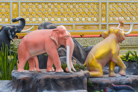 Bangkok, Thailand - December 25, 2017: Elephant sculpture, the animal in Thai literature Himmapan to decorate the Royal Crematorium of King Rama IX exhibitionのeditorial素材