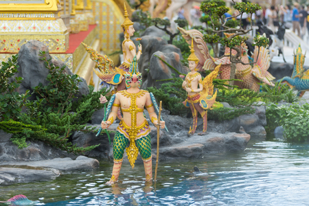Bangkok, Thailand - December 4, 2017: Garuda sculpture, the god in Thai literature Himmapan to decorate the Royal Crematorium of King Rama IX exhibitionのeditorial素材