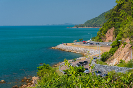 Chantaburi, Thailand - January 2, 2016: Country road of Kung Nang Phraya, the travel destination beautiful view for tourists sightseeing of seascape view in Chantaburi, Thailandのeditorial素材