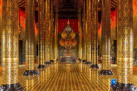 Chiangmai, Thailand - June, 27, 2018: Beautiful ancient style interior of royal pavilion in Royal Park Rajapruek, the tourism travel destination, in Chiangmai, Thailandのeditorial素材