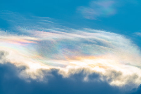 Beautiful rainbow on sky and clouds